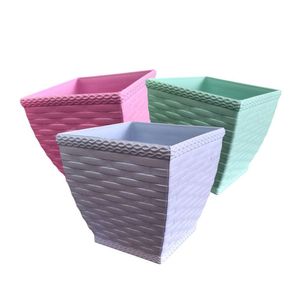 Vaso Cachepô Rattan Quadrado Color 850ml - 11cm X 11cm