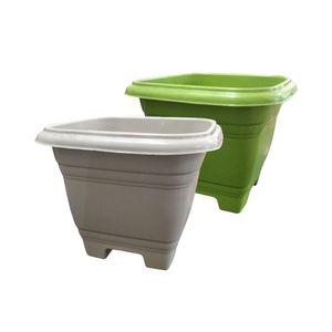 Vaso Quadrado Bella Fiore 4,3 Litros - 22cm X 22cm Cor Areia