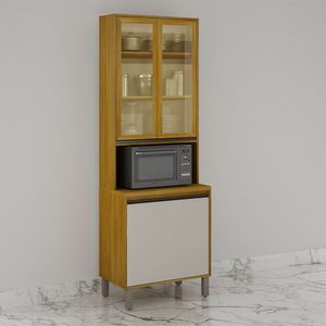 Paneleiro Cristaleira Nala 2 Portas P Microondas Mobilihouse Cinamomo/off White