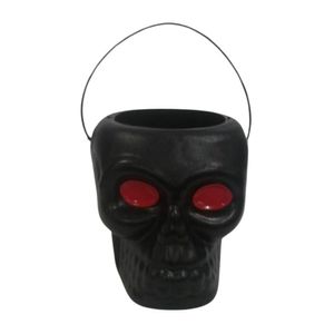 Balde Halloween Caveira Preto Com Alça 18cm X 14cm