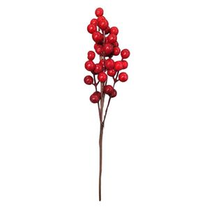 Galho Decorativo Curto Frutas Vermelhas Natal - 30cm