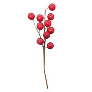 Galho Decorativo Frutas Vermelhas Grandes Natal Adorno - 40cm
