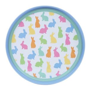 Bandeja Redonda Luxo Coelhos Coloridos Páscoa - 1 Unidade