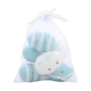 Saco Ovos Páscoa Azul Branco 8cm Enfeite De Pendurar - 6 Un