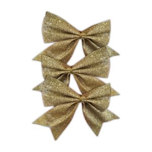 Kit Laços Natal Dourado Glitter 11cm X 14cm - 3 Unidades