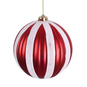 Bola De Natal Decorada Vermelha E Branca - 12cm
