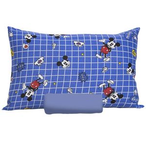 Jogo De Cama Portallar Solteiro Malha Mista Disney Mickey Hey 2 Pçs Azul