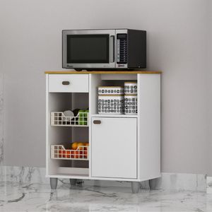 Fruteira Multiuso Nature 1 Porta 1 Gaveta Suporte Microondas Branco/cinamomo