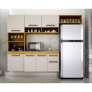 Cozinha Compacta Bella Suspensa 6 Pts 2 Gaveta Mobilihouse Cinamomo/off White