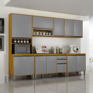 Cozinha Completa Nala 5 Peças 11 Portas 2 Gvts Mobilihouse Cinamomo/cinza Acetinado