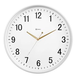 Relógio Herweg Branco Silencioso Ponteiro Dourado Vidro 6866 Branco - Branco