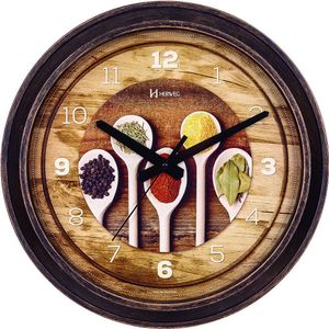 Relógio De Parede Quartz Cozinha Ouro Envelhecido - Marrom