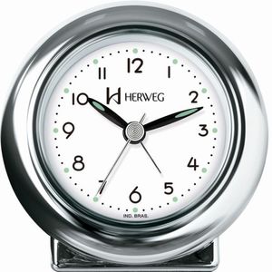 Relógio Despertador Quartz Redondo De Mesa Prata - Prata