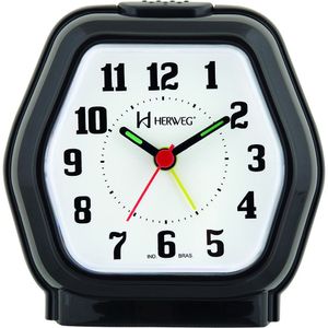 Relógio Despertador Quartz Cabeceira Alarme Luz Preto - Preto