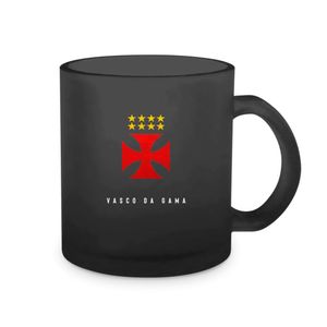 Caneca Vidro Diamond Brasfoot Vasco 300 Ml Licenciada Preto
