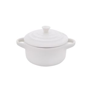 Mini Cocotte Redondo Com Tampa Porcelana Branco