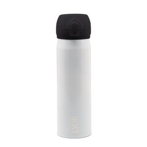 Garrafa Térmica Dupla Parede De Aço Inox Com Tampa Flip Branca 410 Ml 4684 - Lyor