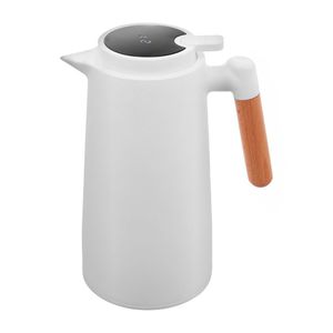 Garrafa Térmica De Plástico Com Cabo De Madeira E Termômetro Branca 1l 2943- Lyor
