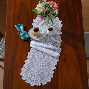 Trilho Para Mesa Interlar Renda Cerejeira 35cmx1,35m Branco
