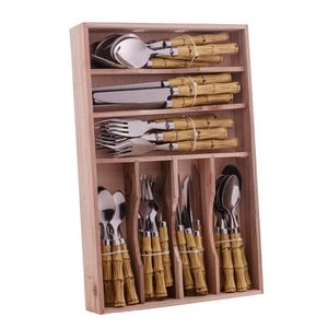 Faqueiro 42 Peças De Aço Inox Com Cabo De Plástico E Estojo Bambu 1981 - Lyor