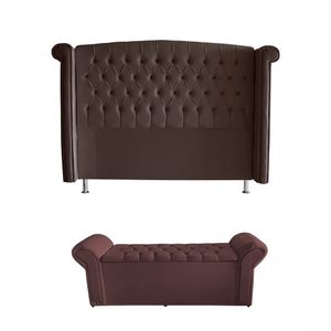 Kit Realeza Cabeceira De Cama Box E Calçadeira Baú King 195 Cm Suede Rosê Eli Móveis