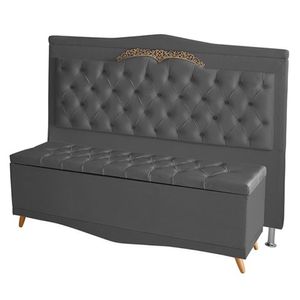Cabeceira De Cama Box Madri Casal King 195 Cm Suede Grafite Eli Móveis E Decoração