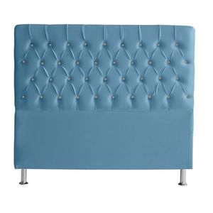 Cabeceira De Cama Box Bella King 195 Cm Suede Botão Cristal Azul Bebê Eli Móveis E Decoração