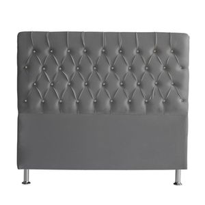 Cabeceira De Cama Box Bella Casal 140 Cm Suede Botão Cristal Grafite Eli Móveis E Decoração