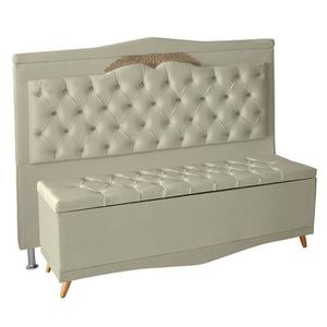 Kit Cabeceira De Cama Box E Calçadeira Baú Madri Casal 140 Cm Suede Porcelana Eli Móveis E Decoração