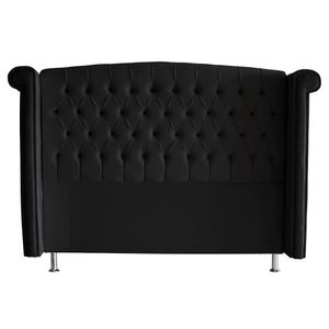Cabeceira De Cama Box Toquio Casal Queen 160 Cm Suede Preto Eli Móveis E Decoração