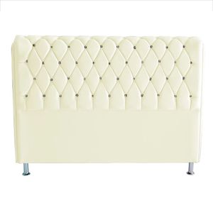 Cabeceira De Cama Box Londres King 195 Cm Suede Botão De Strass Branco Eli Móveis E Decoração
