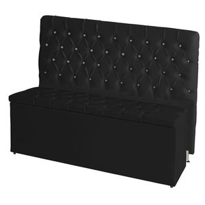 Kit De Quarto Cabeceira De Cama Box E Calçadeira Baú Bella Casal Queen 160 Cm Suede Botão Strass Preto Eli Móveis E Dec
