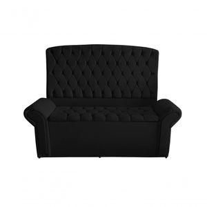 Kit De Quarto Cabeceira De Cama Box E Calçadeira Baú Dubai King 195 Cm Suede Preto Eli Móveis E Decoração