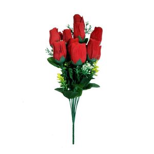 Flor Rosa Botão Aveludado Artificial Vermelha 41 Cm - D\'rossi