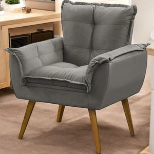 Poltrona Opala Suede Cor:cinza