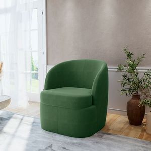 Poltrona Para Sala E Escritório Base Giratória Samara Veludo Verde