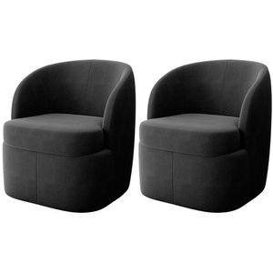 Kit 2 Poltronas Para Sala E Escritório Base Giratória Samara Veludo Cinza