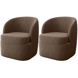 Kit 2 Poltronas Para Sala E Escritório Base Giratória Samara Veludo Marrom
