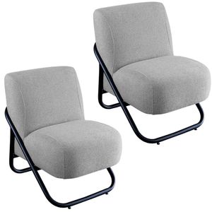 Kit 2 Poltronas Para Sala E Escritório Decorativas Andora Linho Cinza Claro