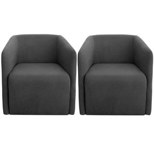 Kit 2 Poltronas Para Sala E Escritório Base Giratória Blue Linho Cinza