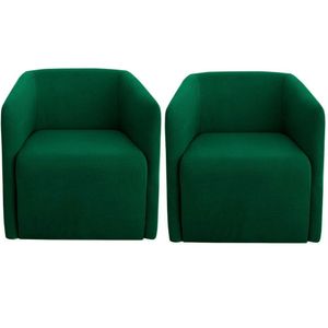 Kit 2 Poltronas Para Sala E Escritório Base Giratória Blue Linho Verde