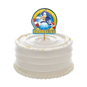 Topo De Bolo Sonic Parabéns
