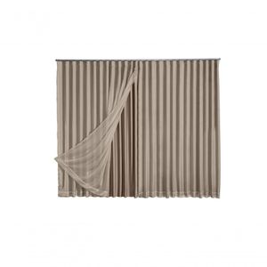 Cortina Blackout Com Voil 3,00x2,70 Para Trilho Duplo Marrom Escuro