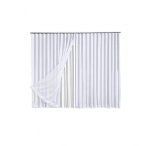 Cortina Microfibra Com Voil 4,00x2,80 Para Trilho Duplo Marrom Escuro