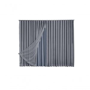 Cortina Microfibra Com Voil 5,00x2,50 Para Trilho Suíço Preto