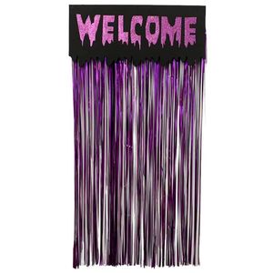 Placa Welcome Halloween Roxa - 85cm X 60cm