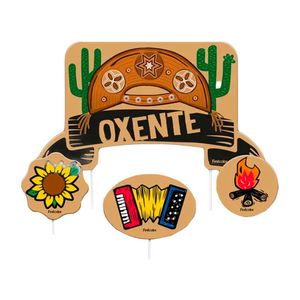 Topper Para Bolo Festa Junina - 4 Unidades