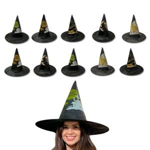 Kit 10 Chapéu Preto De Bruxa Happy Halloween
