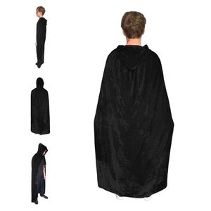 Capa De Veludo Com Capuz Halloween - 120cm Preto