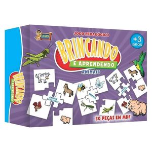Jogo Pedagógico Brincando E Aprendendo Animais - 30 Peças